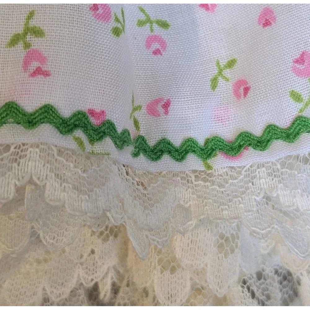 70s Cloth Doll Handmade Yarn Hair Embroidered Rag Country Signed Cottagecore 13